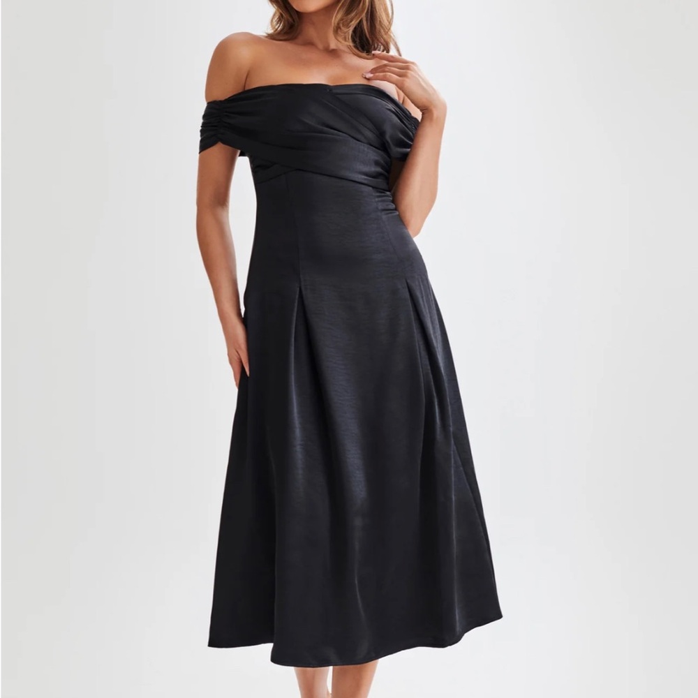 Black Meshki MIDI Dress Off The Shoulder